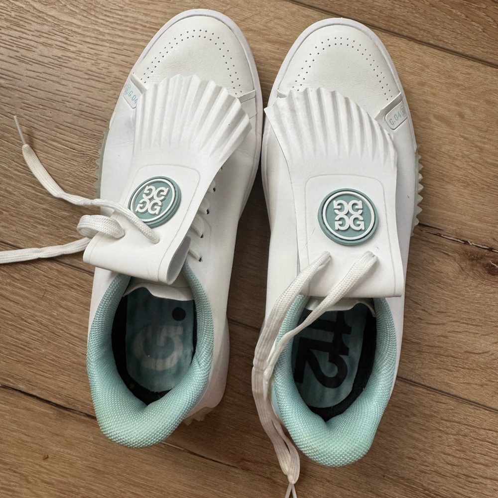 G/FORE White and Light Blue Golf Sneakers